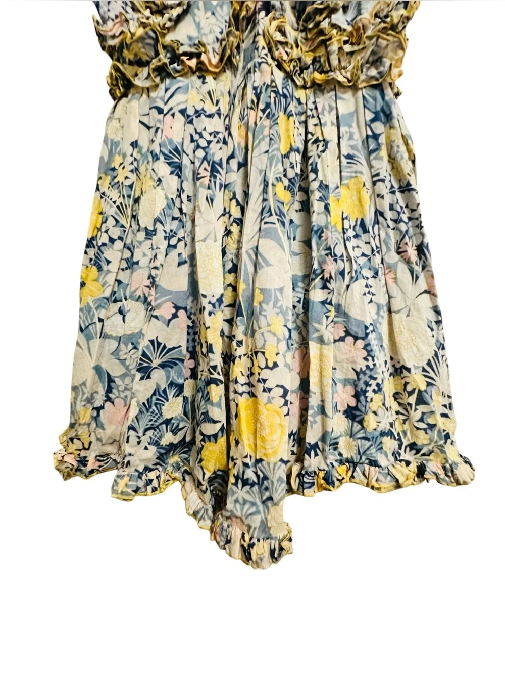ALICE McCALL Gardenia Dress Gold Bloom Floral Ruffle Silk Blend Mini Dress